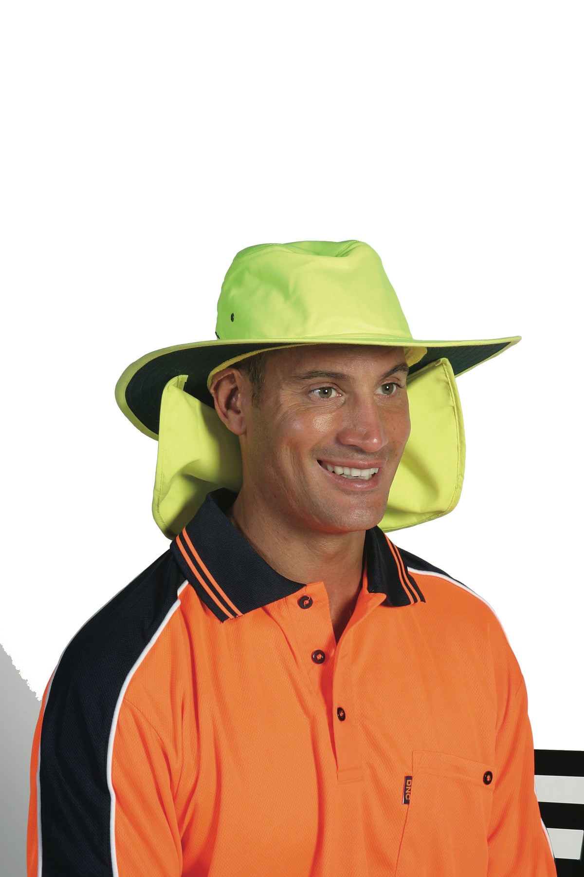 hivis hat with flap — DNC Workwear colour image