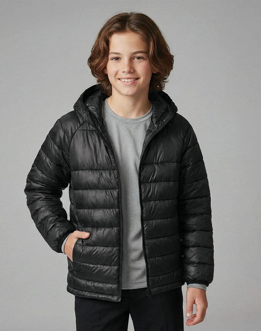 JK67K KIDS SUSTAINABLE LIGHTWEIGHT HOODED PUFFER JACKET - JK67K