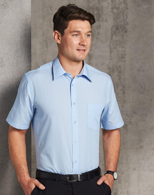 M7221 Men's Pin Stripe Short Sleeve Shirt - M7221