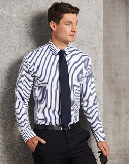 M7310L Men's Executive Sateen Stripe Long Sleeve Shirt - M7310L