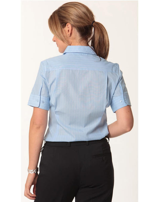 M8224 Women's Pin Stripe Short Sleeve Shirt - M8224