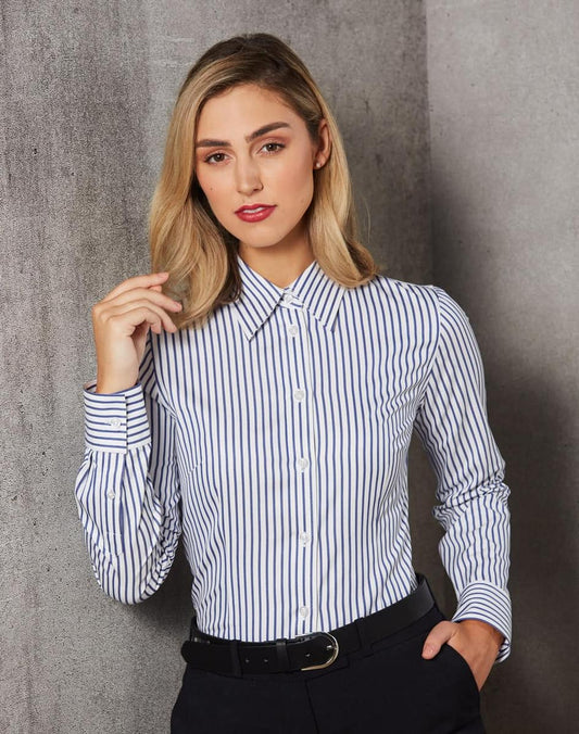 M8310L Ladies' Executive Sateen Stripe Long Sleeve Shirt - M8310L
