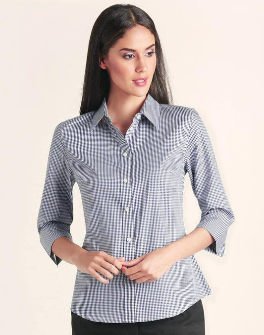 M8320Q Ladies’ Multi-Tone Check 3/4 Sleeve Shirt - M8320Q