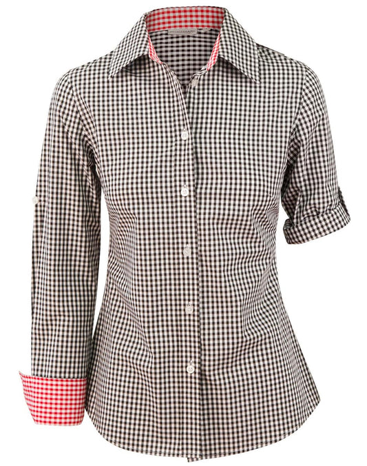 M8330L Ladies’ Gingham Check Long Sleeve Shirt - M8330L
