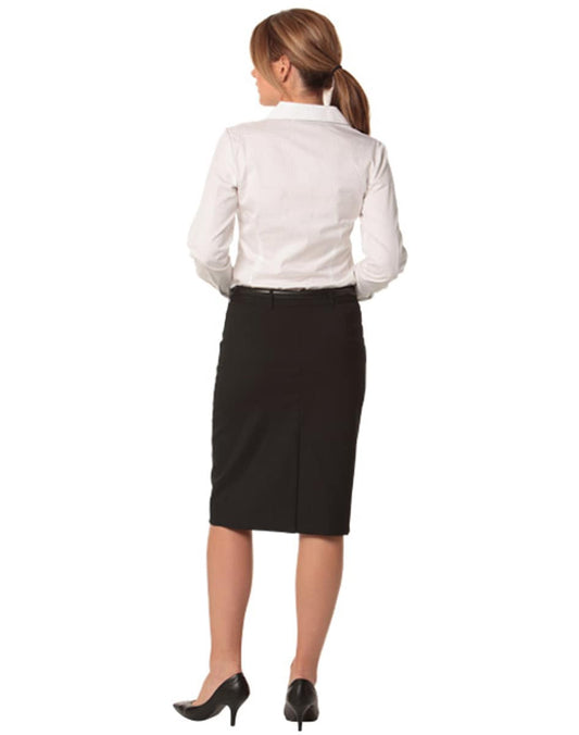 M9470 Women's Wool Blend Stretch Mid Length Lined Pencil Skirt - M9470