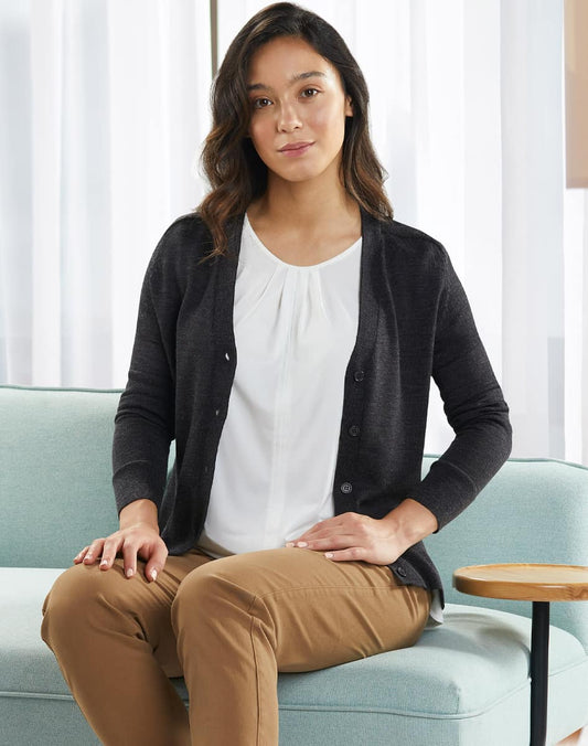M9602 Women's V-Neck Long Sleeve Cardigan - M9602