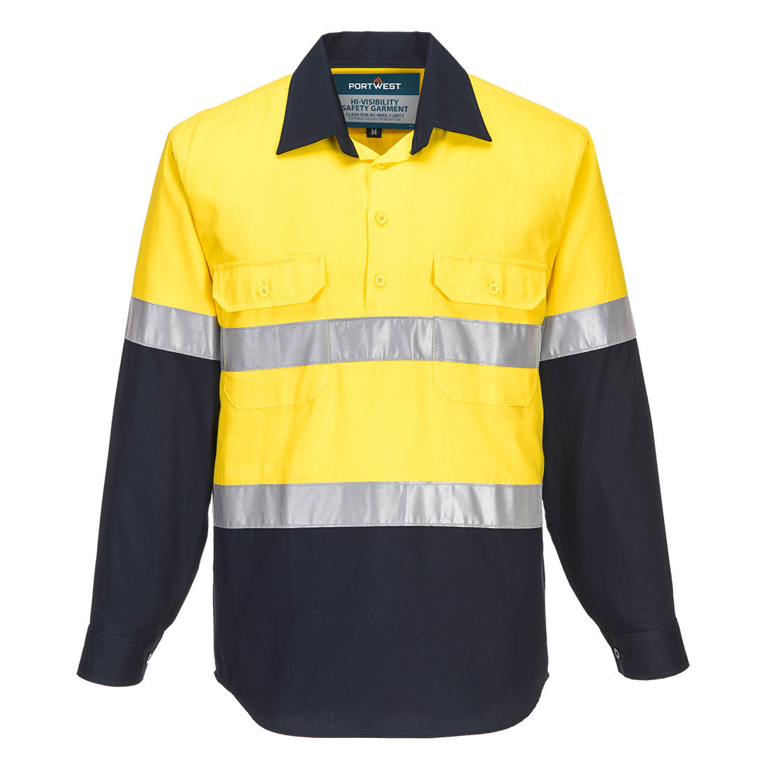 MC101 Hobart Hi-Vis Contrast 1/2 Button Shirt L/S