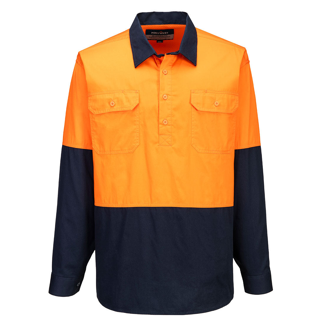 MC801 Canberra Hi-Vis Lightweight Contrast 1/2 Button Class D Shirt L/S
