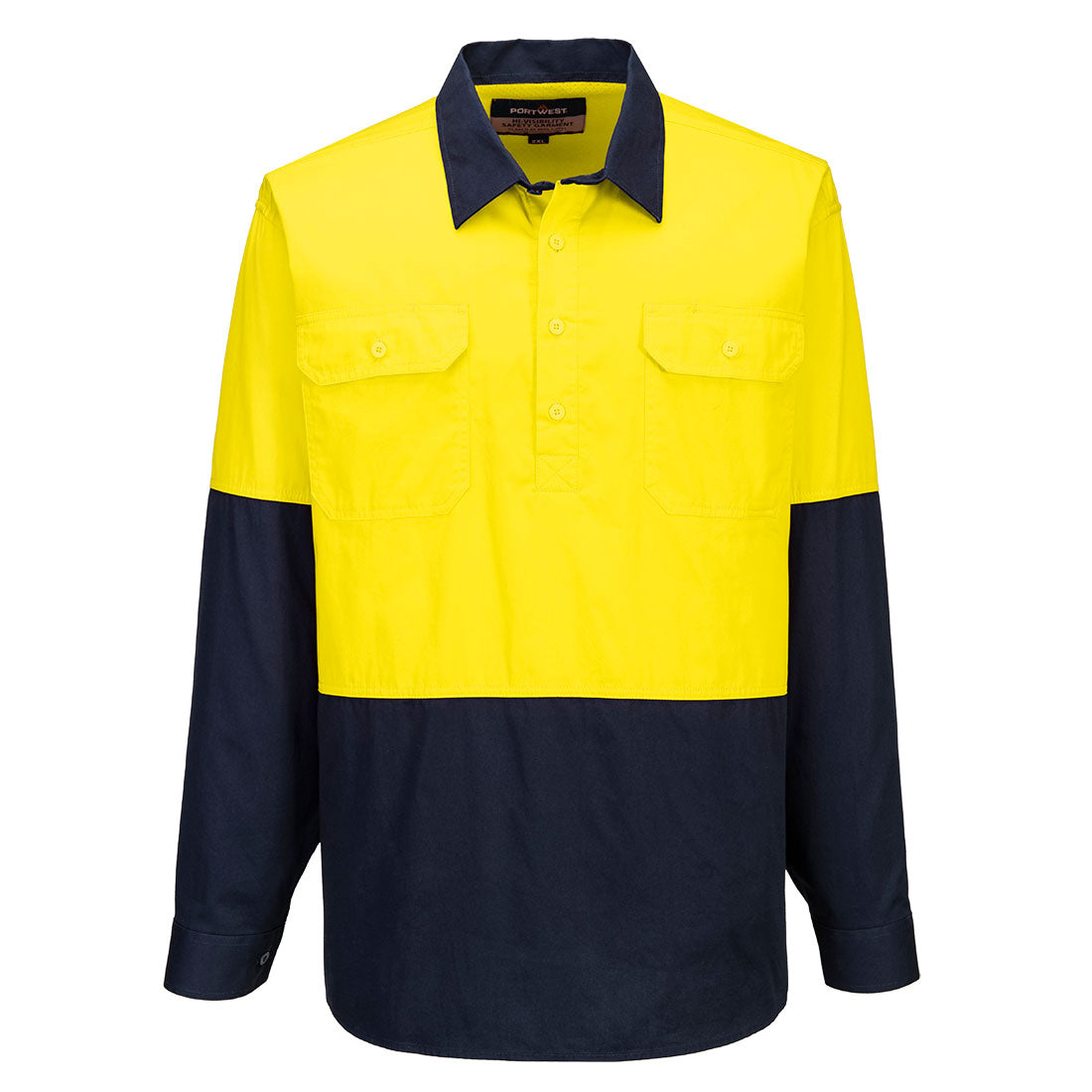 MC801 Canberra Hi-Vis Lightweight Contrast 1/2 Button Class D Shirt L/S