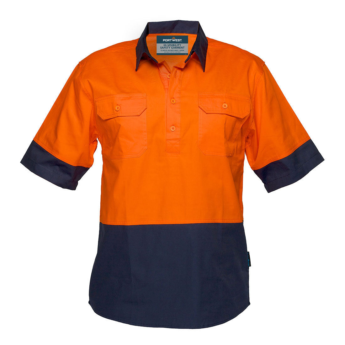 MC802 Canberra Hi-Vis Lightweight Contrast 1/2 Button Class D Shirt S/S