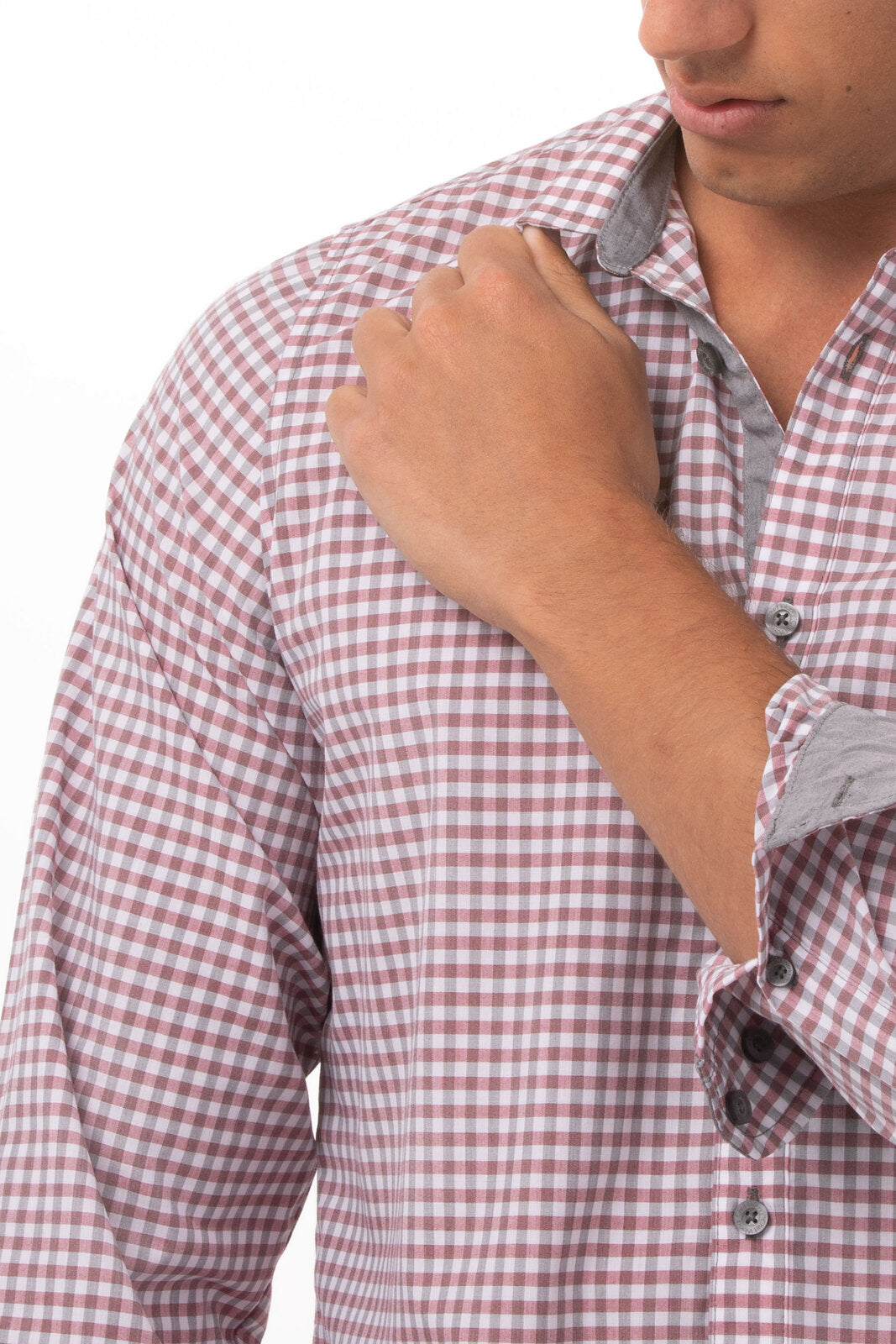 Modern Gingham Men's Long Sleeve Dress Shirt-
