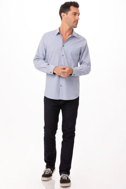 Modern Gingham Men's Long Sleeve Dress Shirt-