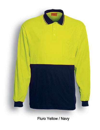 Unisex Adults Hi-Vis Polyface / Cotton Back Polo - L/S (SP0536)