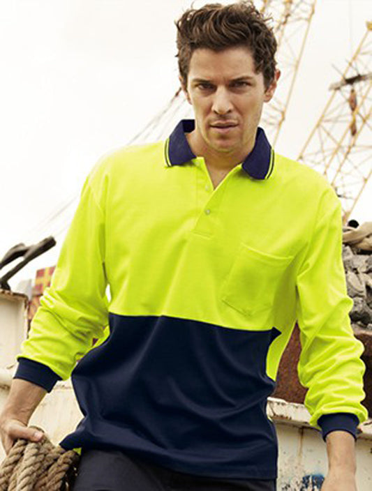 Unisex Adults Hi-Vis Polyface / Cotton Back Polo - L/S (SP0536)