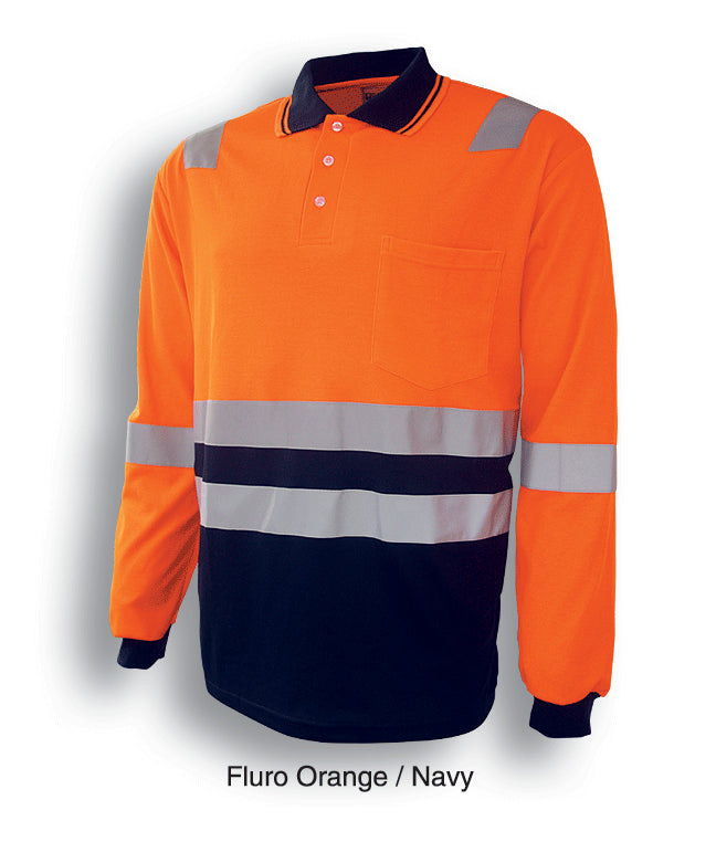 Unisex Adults Hi-Vis Polyface / Cotton Back Polo With Reflective Tape (SP0537)