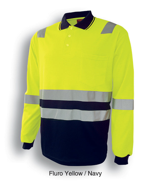 Unisex Adults Hi-Vis Polyface / Cotton Back Polo With Reflective Tape (SP0537)
