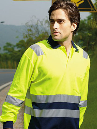 Unisex Adults Hi-Vis Polyface / Cotton Back Polo With Reflective Tape (SP0537)