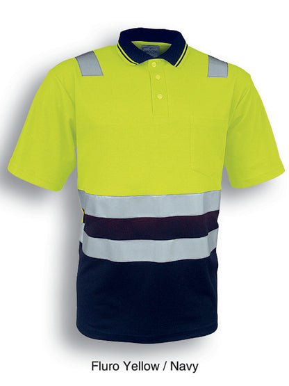 Unisex Adults Hi-Vis Polyface / Cotton Back Polo With Reflective Tape (SP0539)