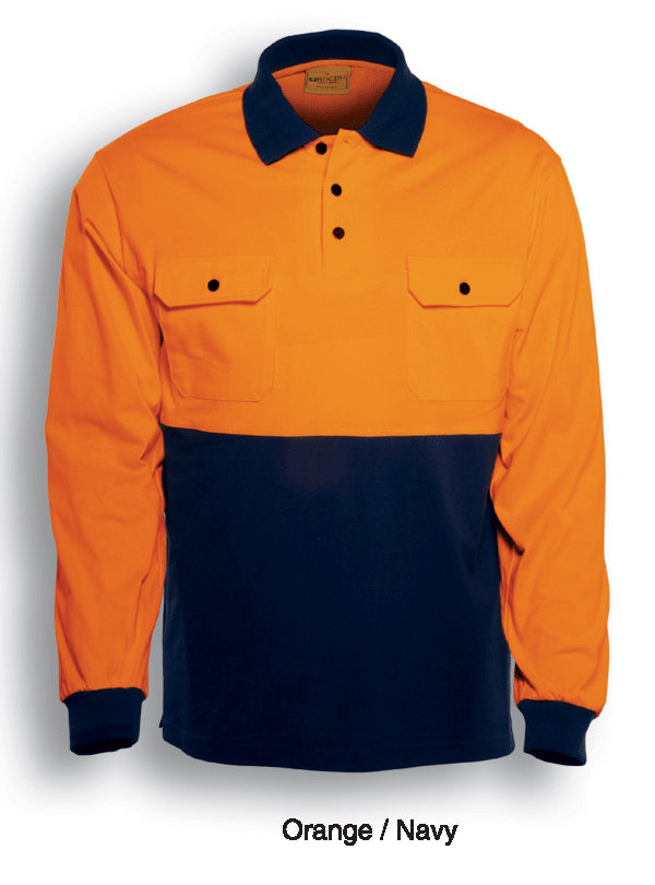 Unisex Adults Hi-Vis Cotton Jersey Polo L/S (SP1011)