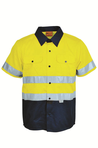Unisex Adults Hi-Vis S/S Cotton Drill Shirt With Reflective Tape (SS1231)