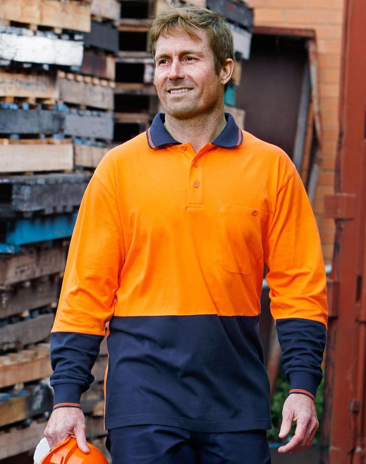 SW36 Cotton Jersey two tone Long Sleeve Safety Polo - SW36