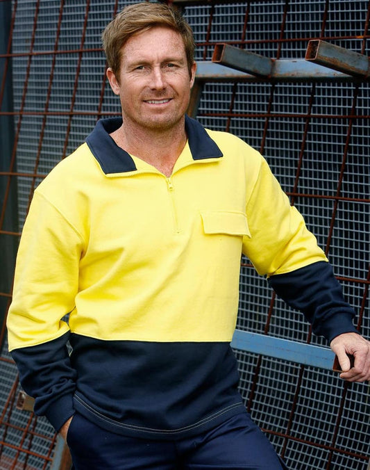 SW47 HI-VIS TWO TONE COTTON FLEECY SWEAT - SW47