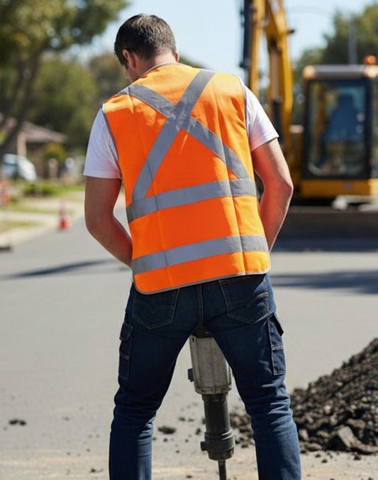 SW72 HI-VIS X BACK SAFETY VEST WITH TAIL - SW72
