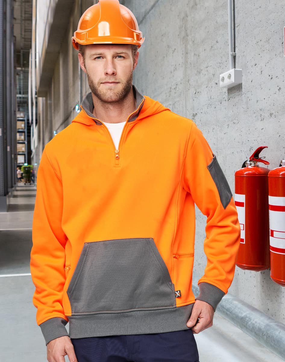 SW78 UNISEX HI VIS ¼ ZIP PREMIUM FLEECE HOODIE - SW78