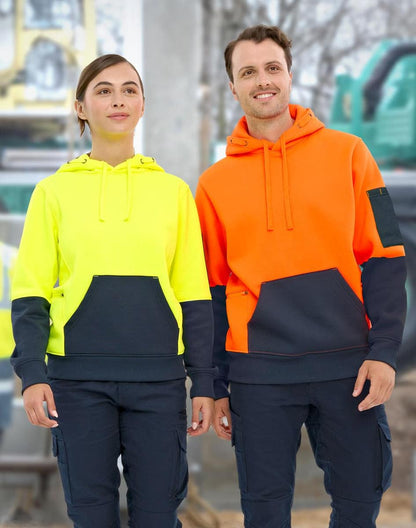 SW91 HI-VIS TWO TONE WATER RESISTANT FLEECE HOODIE - SW91