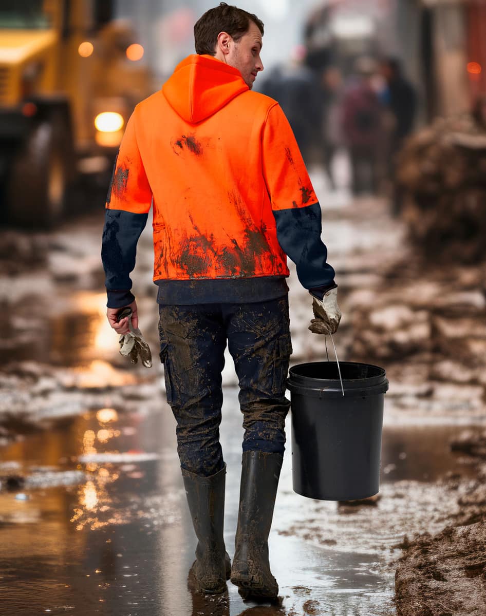SW91 HI-VIS TWO TONE WATER RESISTANT FLEECE HOODIE - SW91