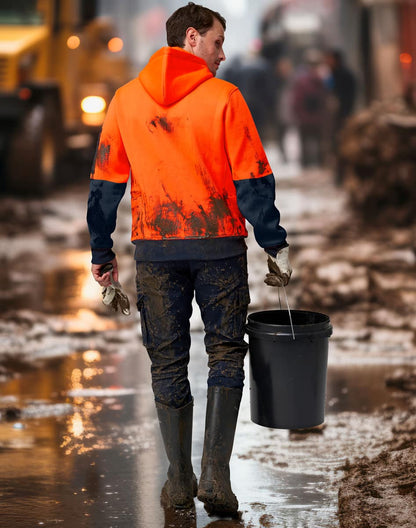 SW91 HI-VIS TWO TONE WATER RESISTANT FLEECE HOODIE - SW91