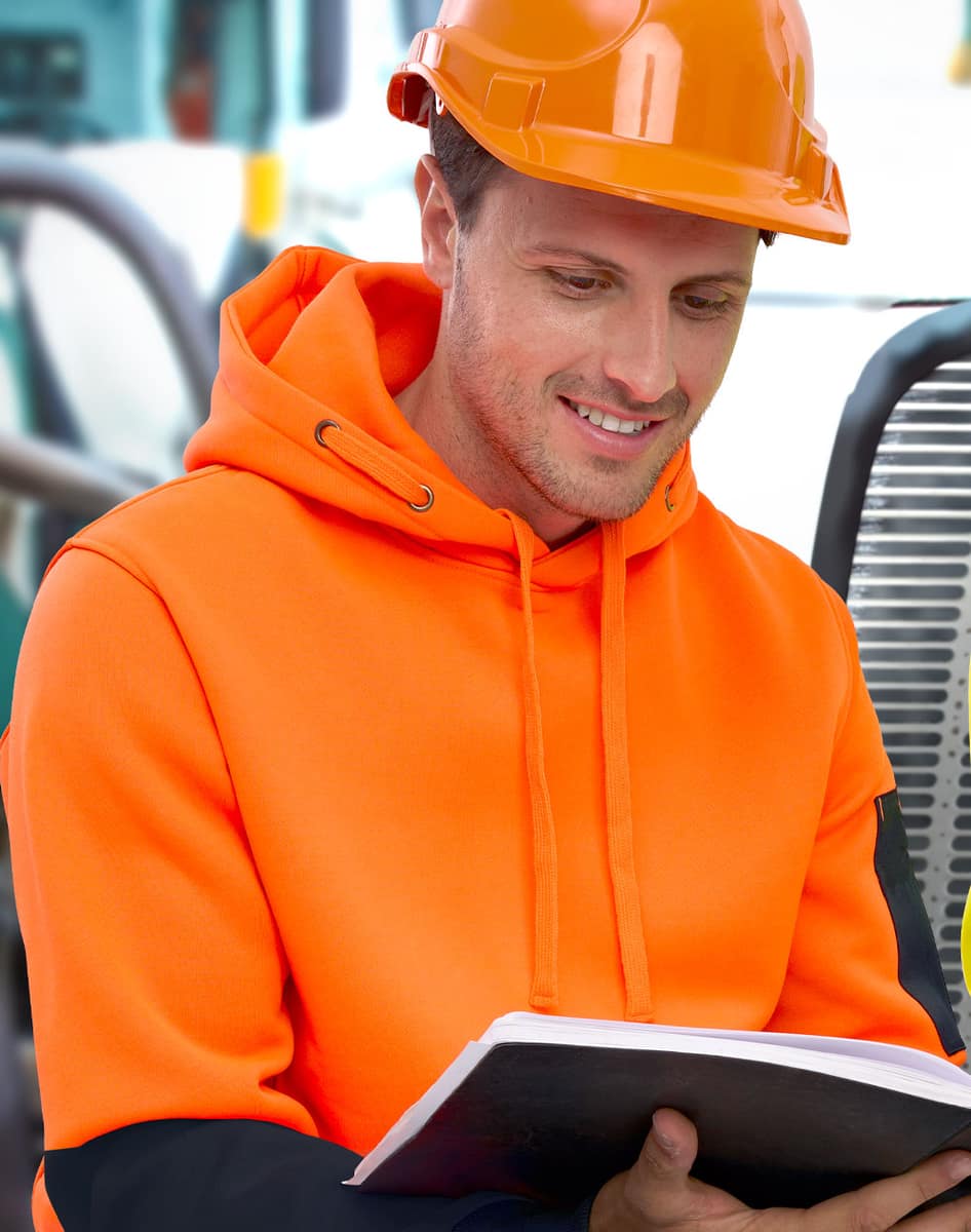 SW91 HI-VIS TWO TONE WATER RESISTANT FLEECE HOODIE - SW91