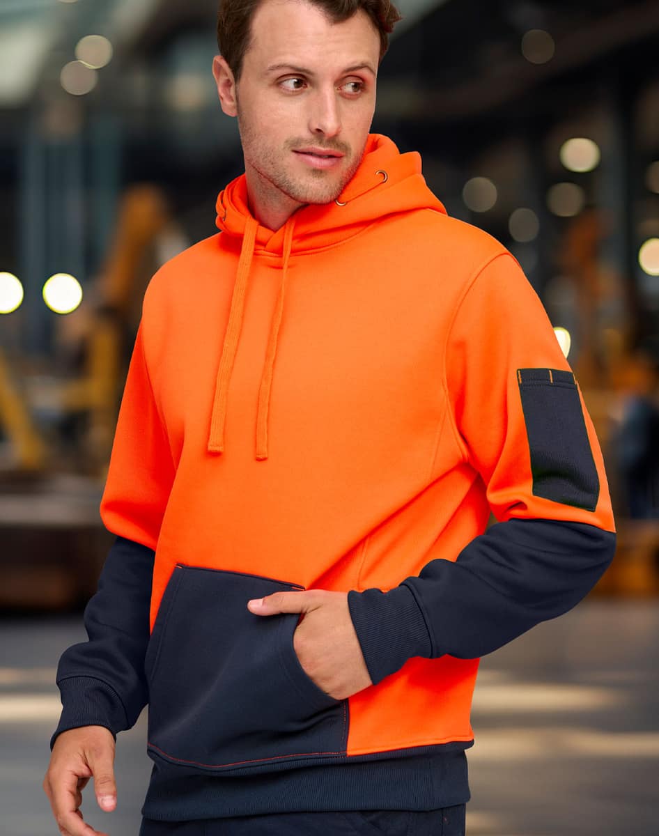 SW91 HI-VIS TWO TONE WATER RESISTANT FLEECE HOODIE - SW91