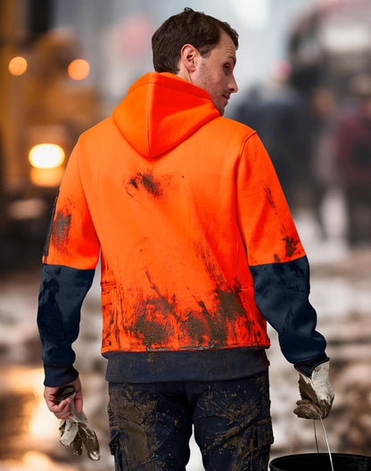 SW91 HI-VIS TWO TONE WATER RESISTANT FLEECE HOODIE - SW91