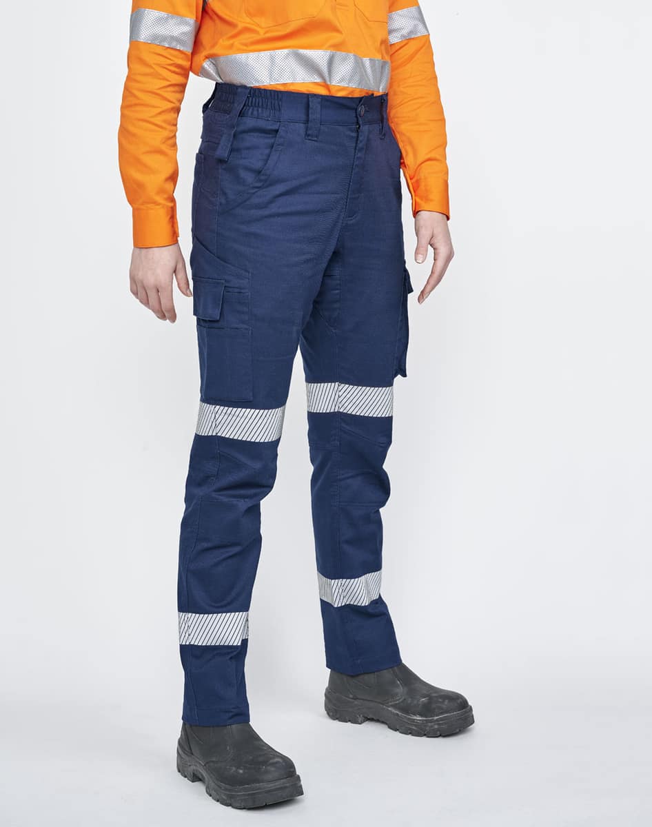 WP26HV UNISEX COTTON STRETCH RIP-STOP WORK PANTS WITH SEGMENTED TAPE - WP26HV