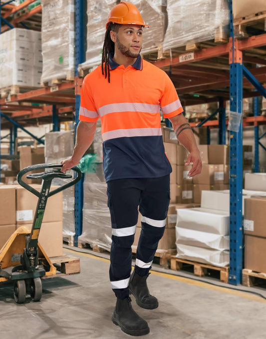 WP28HV Unisex Cotton Stretch Drill Cuffed Work Pants with Tapes - WP28HV