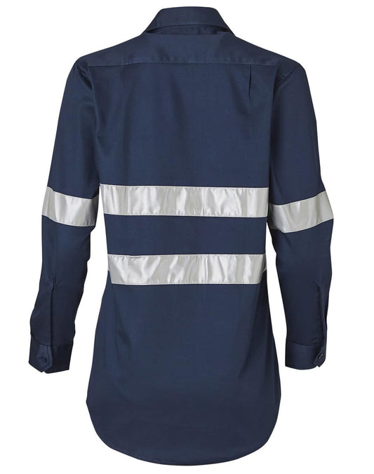 WT08HV WOMEN'S COTTON DRILL WORK SHIRT WITH 3M TAPES - WT08HV